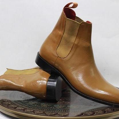 Men's Handmade Leather Shoes Tan Le..