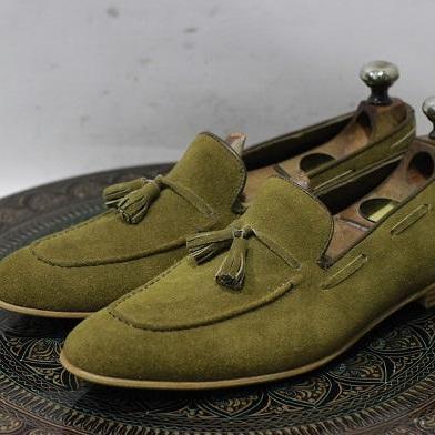Men's Handmade Leather Shoes Olive ..