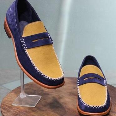 New Mens Handmade Shoes Two Tone Bl..