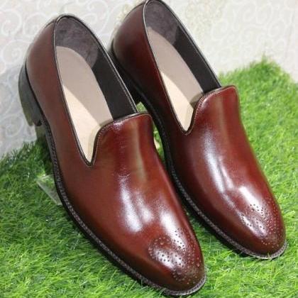 Men's Handmade Leather Shoes Burgun..