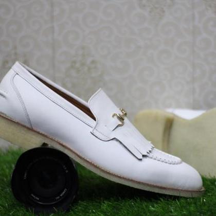 Mens New Handmade Shoes Bespoke Whi..