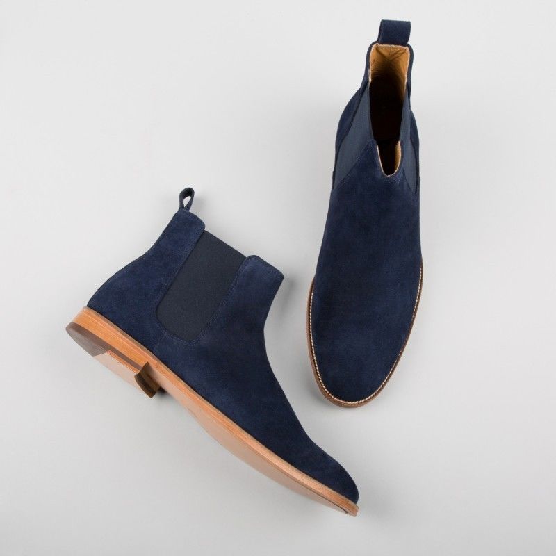 blue boots mens outfit
