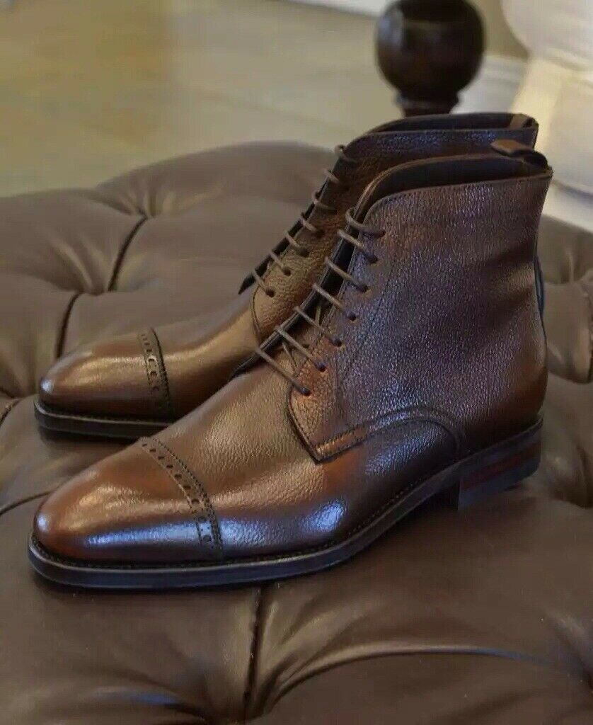 mens brown cap toe boots