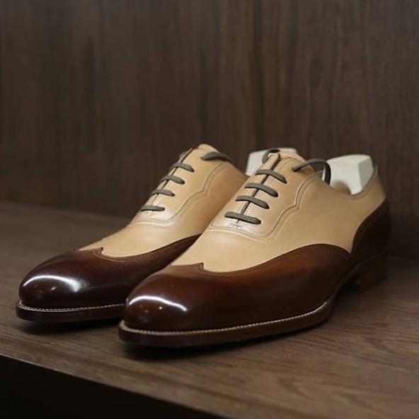 Handmade Men Tan And Brown Shoes 