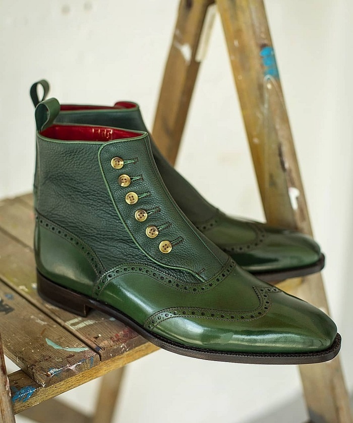 green leather boots mens