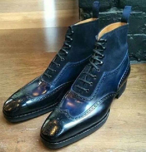 blue brogue boots men's