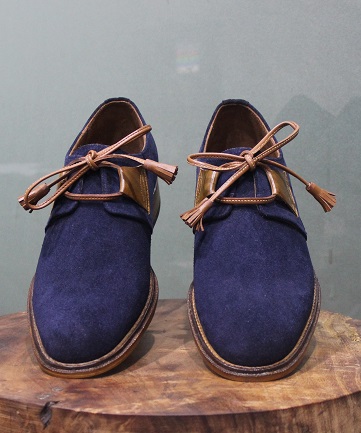 Men's New Handmade Leather Shoes Blue Suede Stylish Leather Lace With Teasel s Dress & Casual Wear Boot