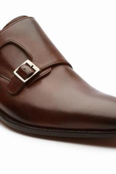 New Men’s Handmade Brown Leather Double Monk Strap Shoe, Men’s Dress & Formal Shoes