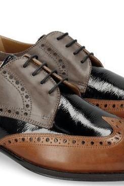 Handmade Men’s Brown & Black Leather Shoes, Wing Tip Brogue Lace Up Casual Shoes