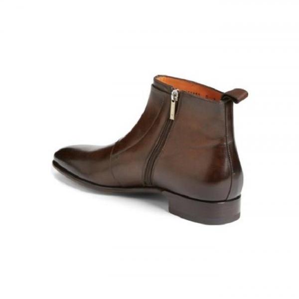New Handmade Men's Brown Boots, Double Monk Strap Side Zipper Boots